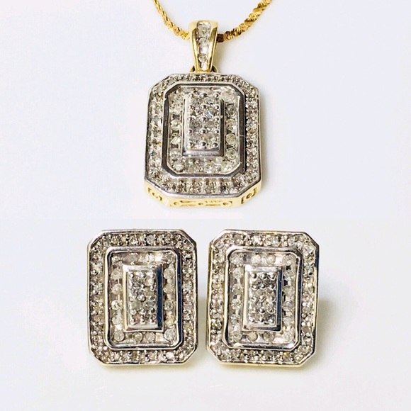 Art Deco 10k Gold Diamond Earrings - Picture 6 of 7